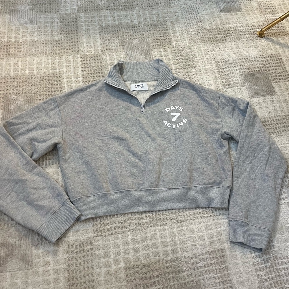Gray 7 Days Active Half-Zip Sweatshirt Size Xs